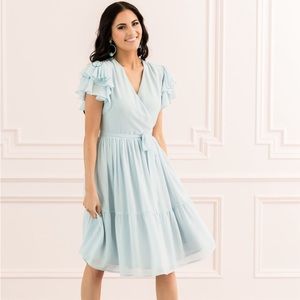 Rachel parcell baby blue wrap dress
